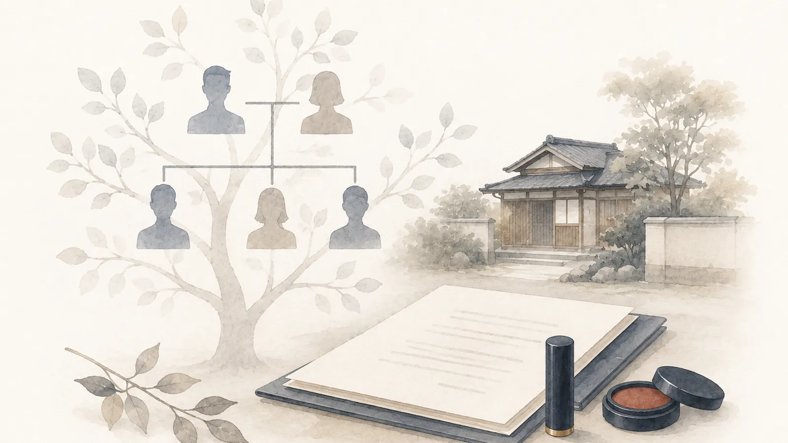 家族・住まい・相続書類を整理するイメージ