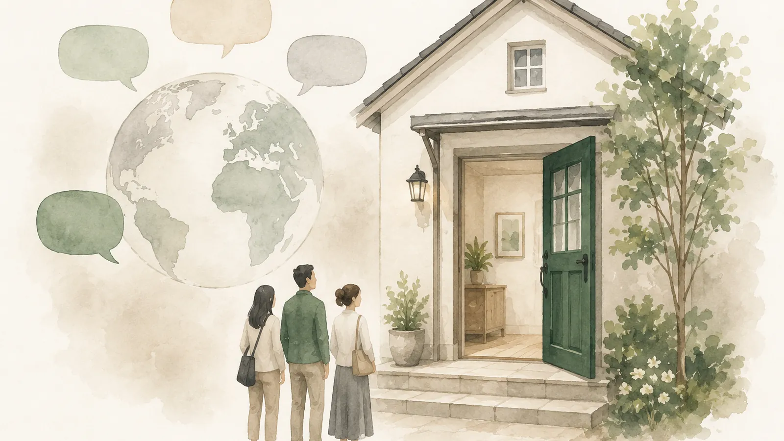 Illustration of cross-border real estate consultation in Japan