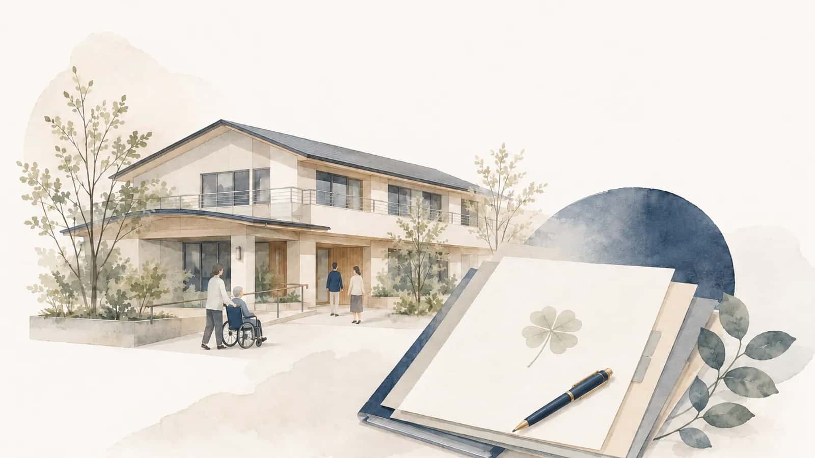 Illustration of a community group home and support